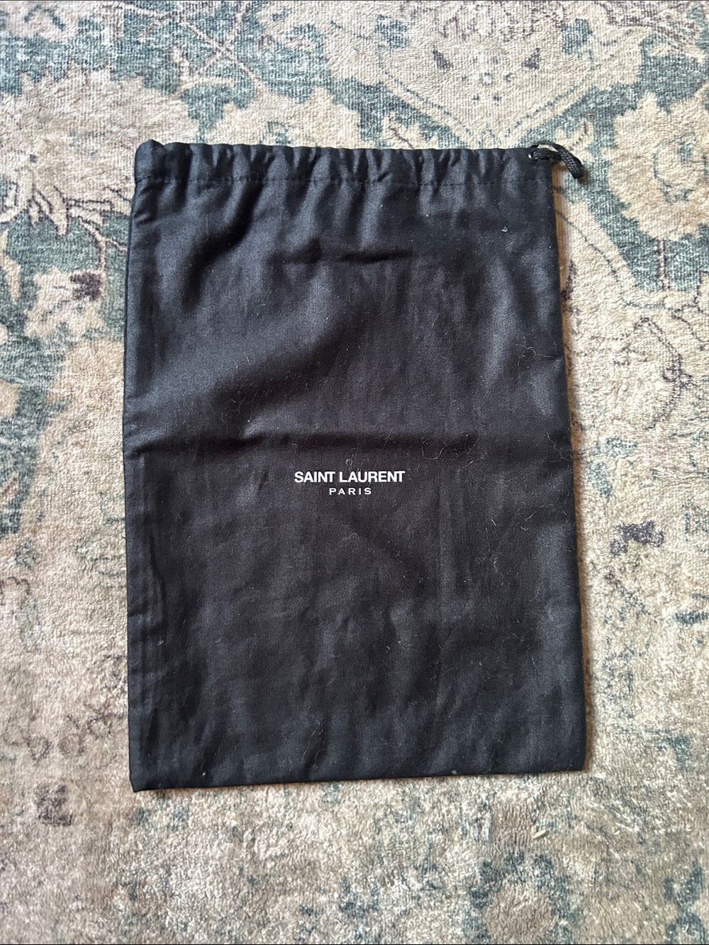 Saint Laurent Black Drawstring Pouch with Logo